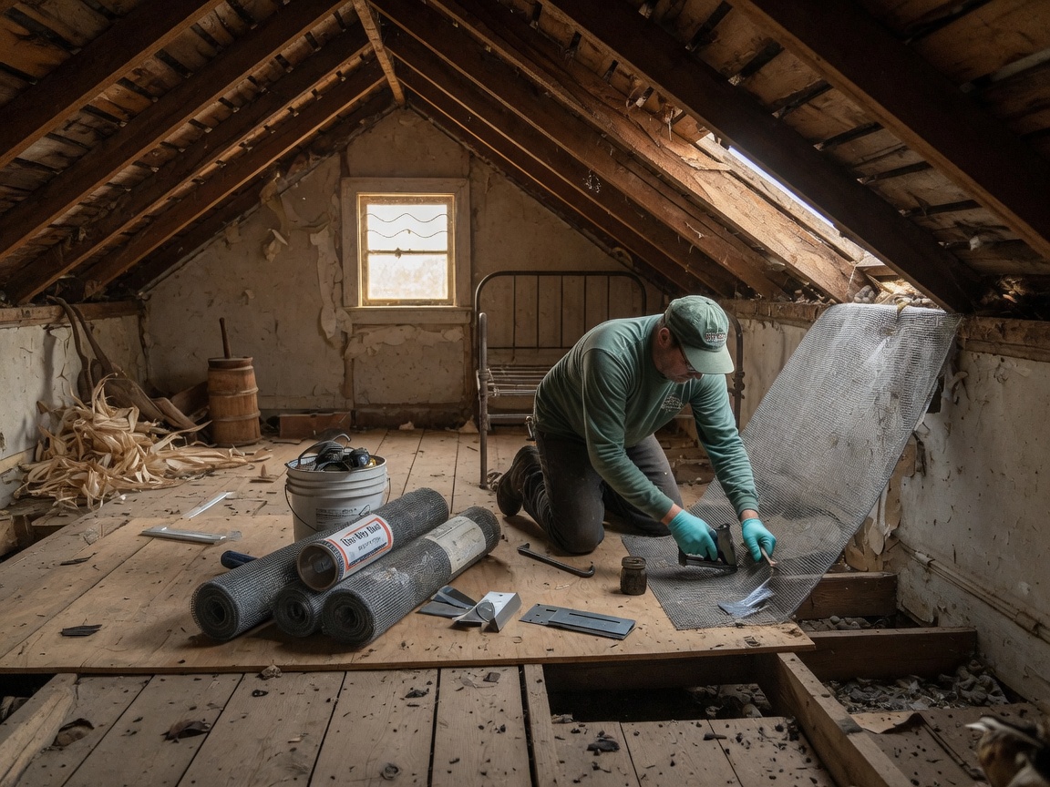 Sealing Attics Against Bats in Older Ingalls Farmhouses